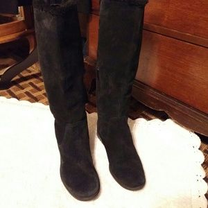BLACK SUEDE BOOTS By Anne Klein